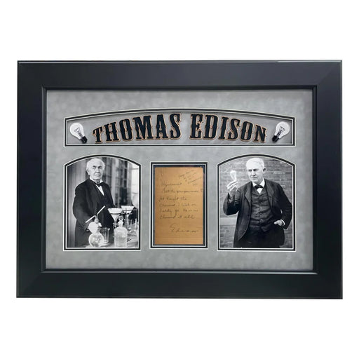 Thomas Edison Hand Written Signed & Framed Letter JSA COA Autograph Cut Check