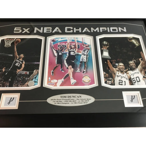 Tim Duncan Signed Triple 8X10 Photo Collage JSA COA Spurs 8X Autograph