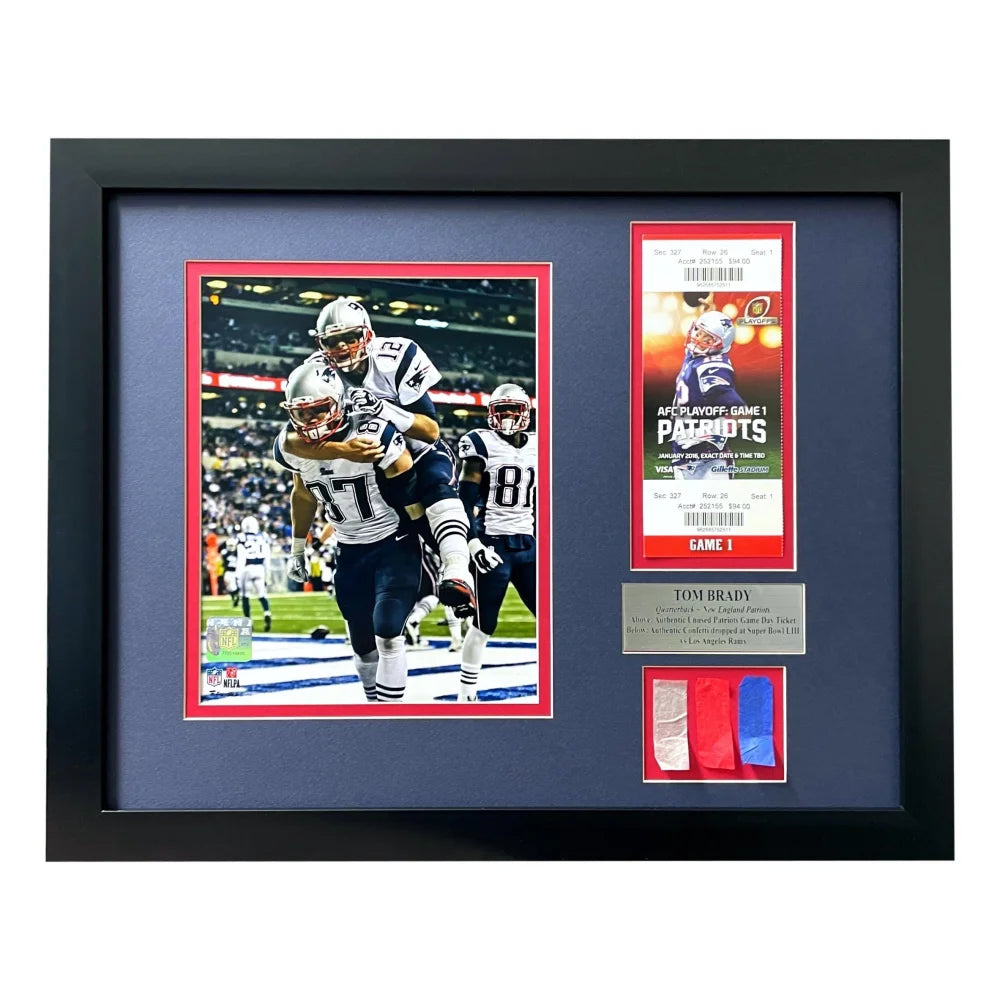 Tom Brady Authentic Game Used Super Bowl 53 Confetti & Ticket Collage New England Patriots