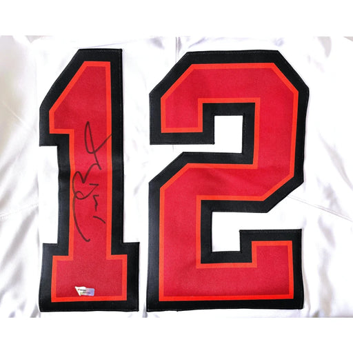 Tom Brady Autographed Tampa Bay Buccaneers Framed White Jersey COA Signed Memorabilia