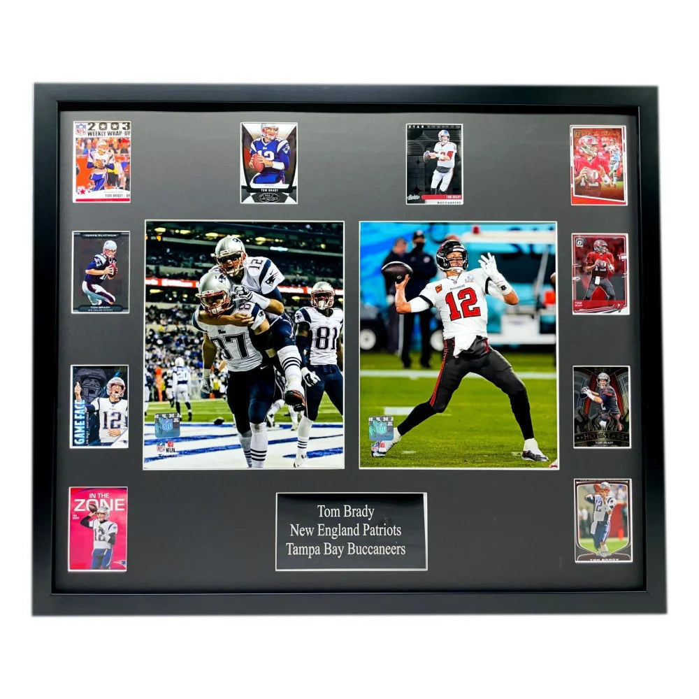 Tom Brady Framed 10 Football Card 8x10 Collage Lot Patriots Buccaneers