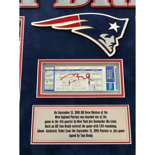 Tom Brady Signed Patriots ’9/23/01 Replace Bledsoe Game’ Ticket Framed COA Tristar Autograph