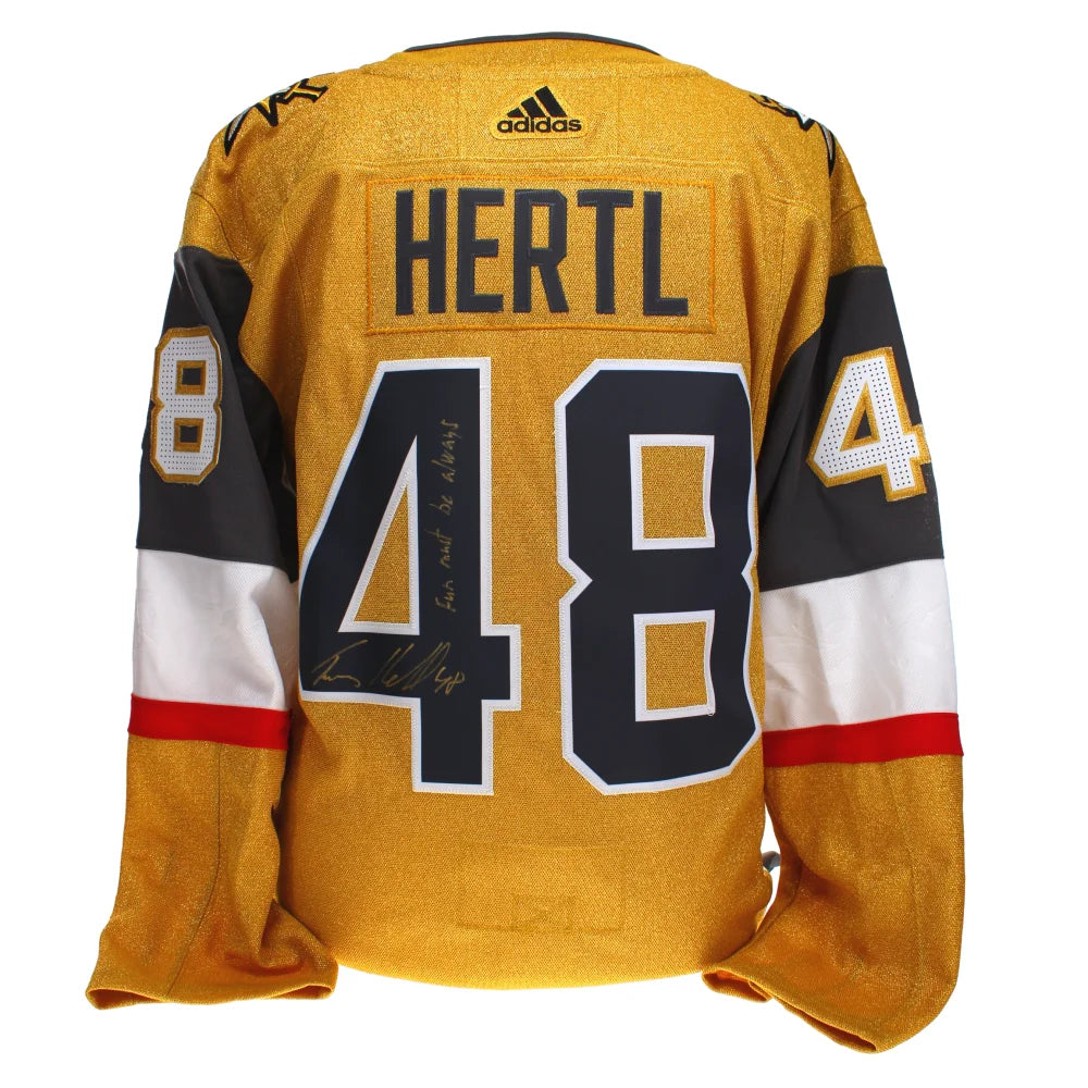 Tomas Hertl Autographed Inscribed ’Fun Must Be Always’ Vegas Golden Knights Gold Jersey IGM