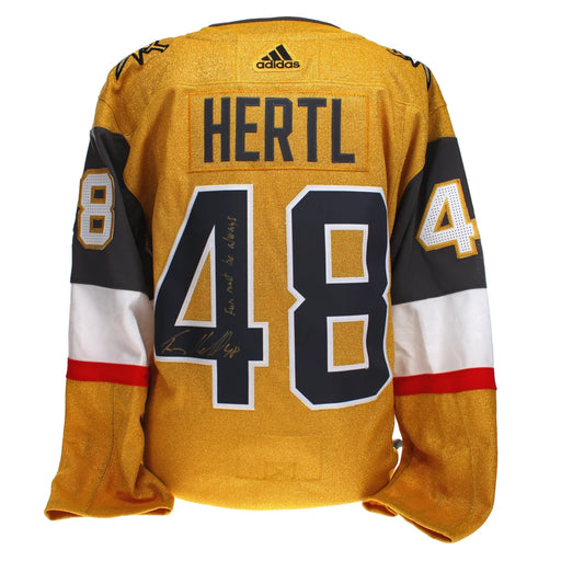 Tomas Hertl Autographed Inscribed ’Fun Must Be Always’ Vegas Golden Knights Gold Jersey IGM