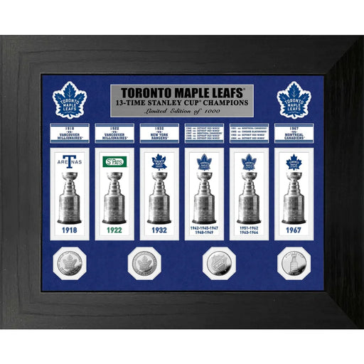 Toronto Maple Leafs Stanley Cup Banners / Silver Coin Framed Collage