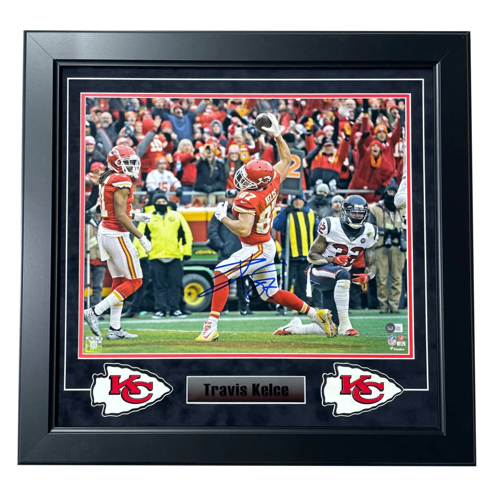 Travis Kelce Autographed Kansas City Chiefs 16x20 Photo Framed Signed BAS KC