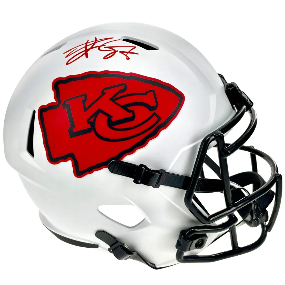 Travis Kelce Autographed Kansas City Chiefs F/S White Lunar Helmet BAS Signed