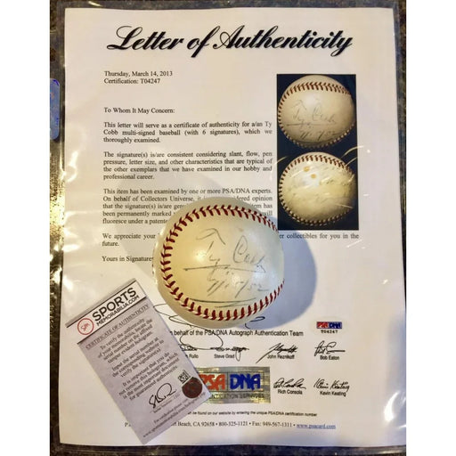 Ty Cobb Hand Signed Dated Spalding Baseball PSA/DNA COA Autographed Detroit