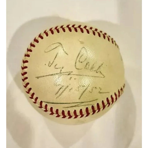 Ty Cobb Hand Signed Dated Spalding Baseball PSA/DNA COA Autographed Detroit