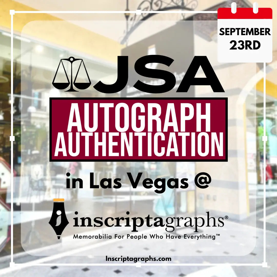 James Spence Authentication is coming to las vegas! Get your autographs authenticated at Inscriptagraphs in Las Vegas! Head to event page on exact details on when & where!