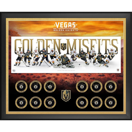 Vegas Golden Knights 1st Season 12 Pucks Signed Framed Fleury Neal Karlsson Auto