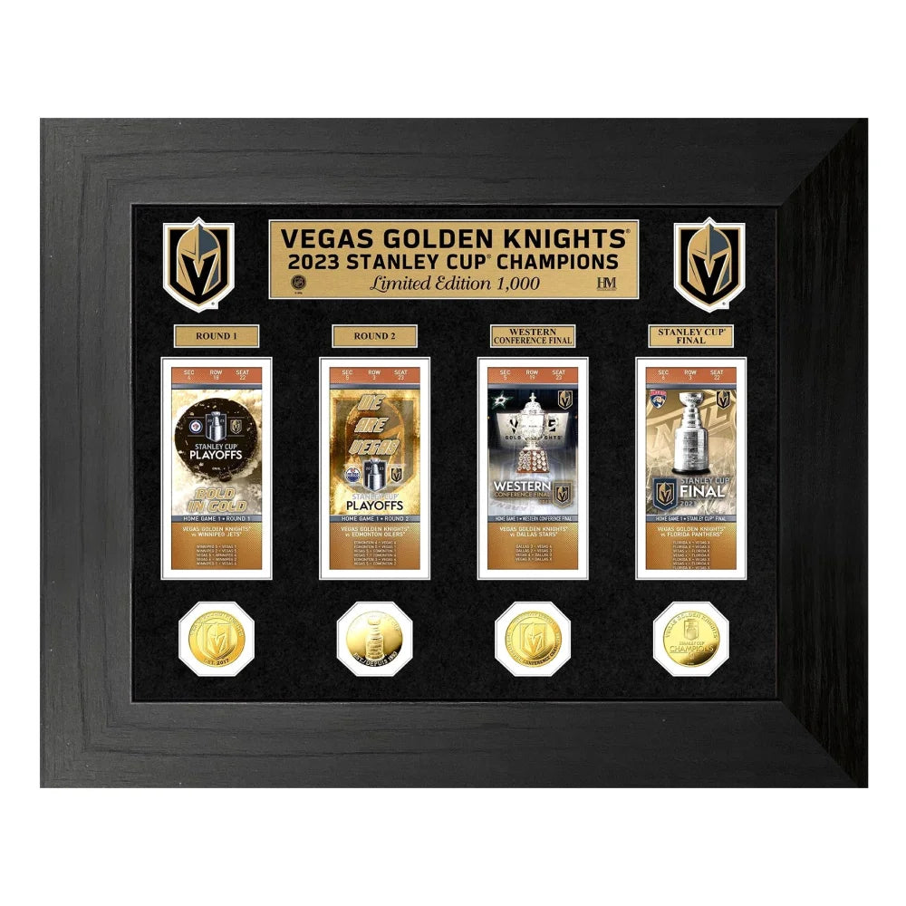 Vegas Golden Knights 2023 Stanley Cup Champions Tickets Display Framed #D/1000 VGK