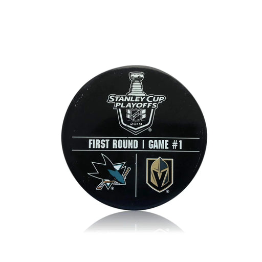 Vegas Golden Knights Game Used Warm Up Puck Vs Sj Sharks 1 Playoffs 4/10/19