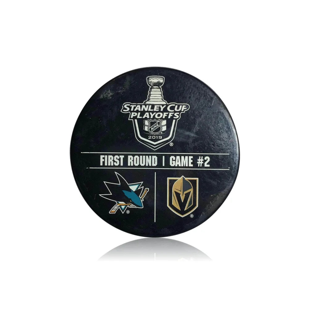 Vegas Golden Knights Game Used Warm Up Puck Vs SJ Sharks 2 Playoffs 4/12/19