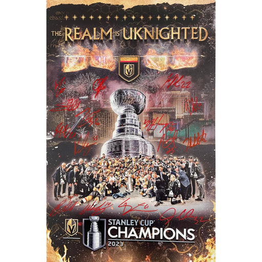 Vegas Golden Knights Team Signed 11x17 Game Day Poster #D/12 Photo Stanley Cup Autographed IGM COA