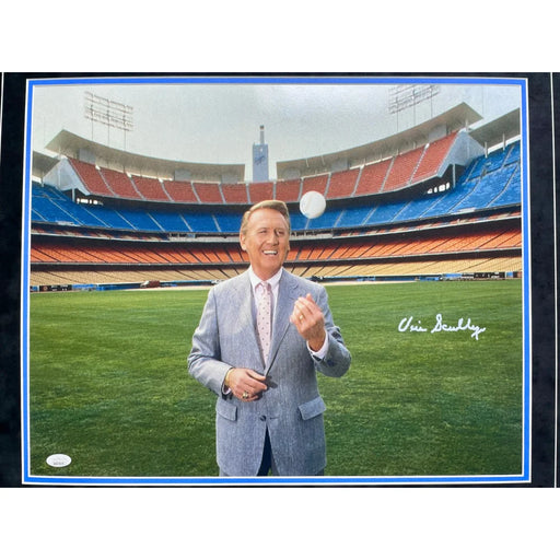 Vin Scully Autographed Los Angeles Dodgers Framed 16x20 Photo JSA COA Signed LA