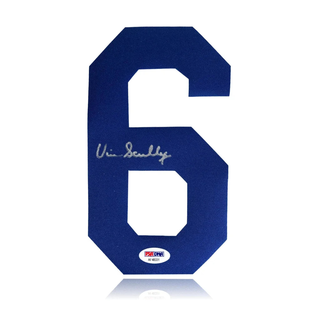 Vin Scully Hand Signed Los Angeles Dodgers Jersey Number 6 PSA/DNA COA Announcer