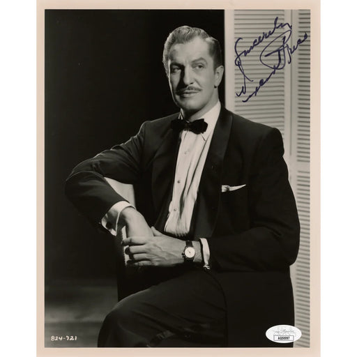 Vincent Price Autographed 8x10 Photo JSA COA Hand Signed House of Wax Actor