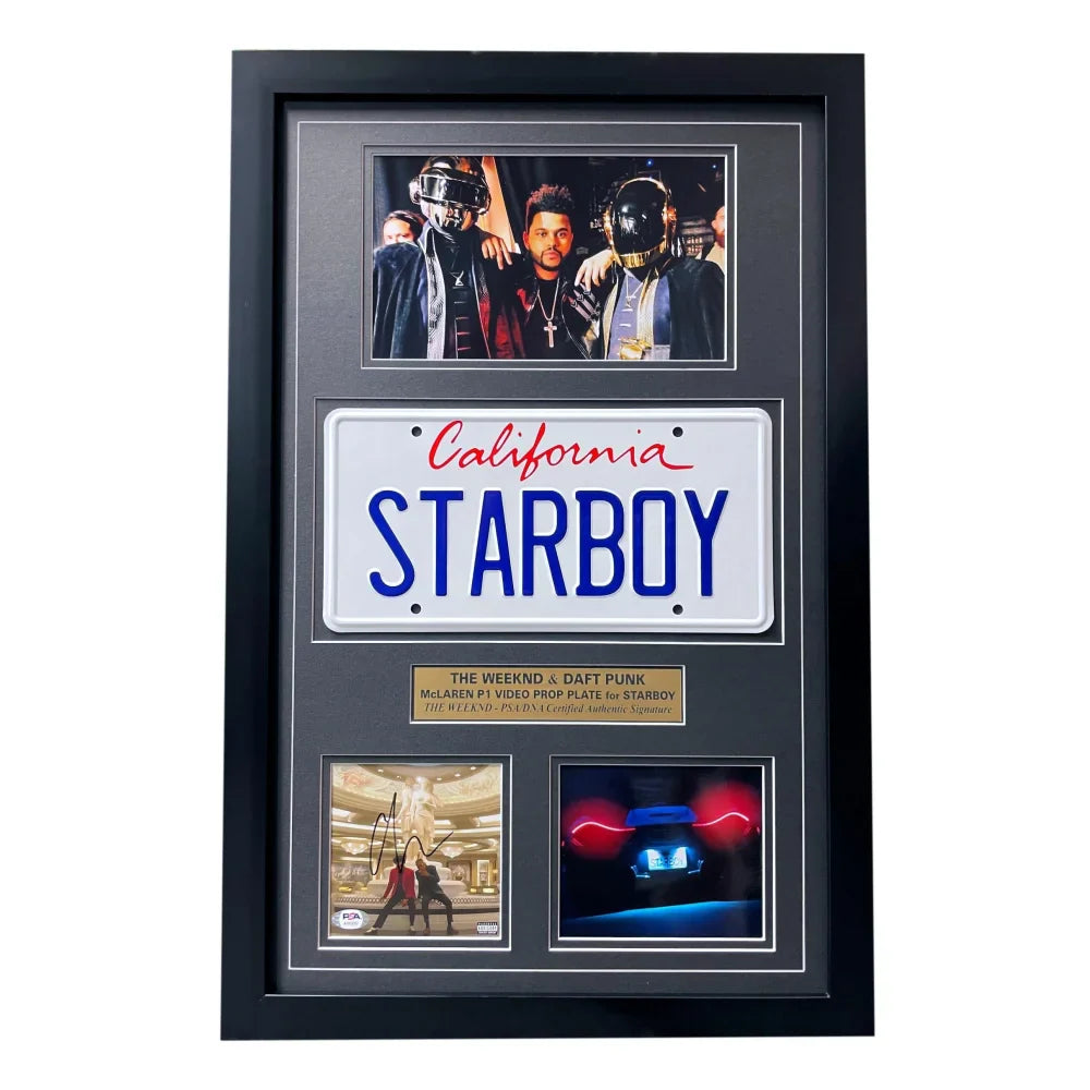 The Weeknd Starboy Signed CD Album License Plate Framed Collage PSA COA Autograph Weekend