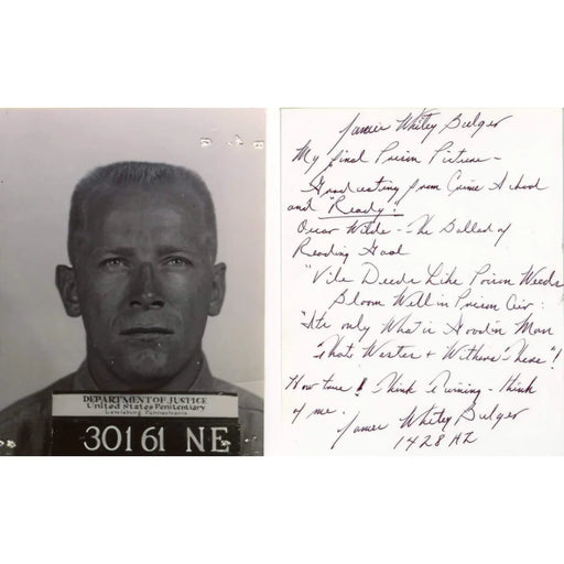 Whitey Bulger Hand Written Signed Letter ’Final Photo’ Mob JSA COA - Cell Mate