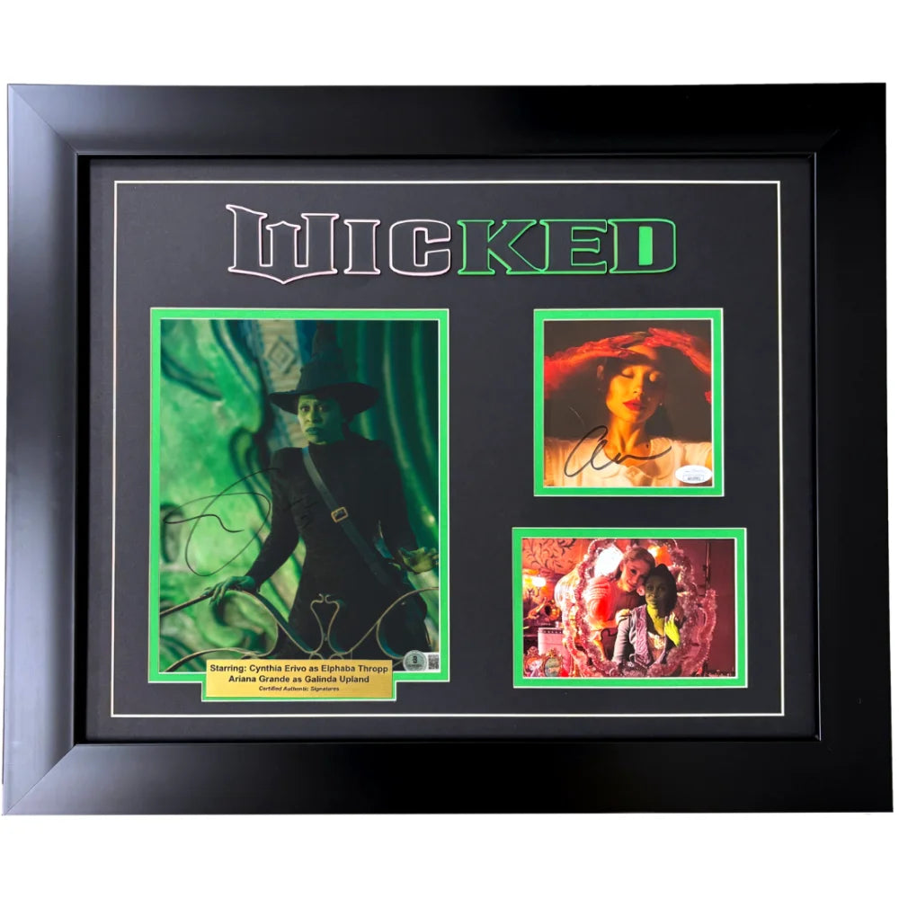 Wicked Ariana Grande Cynthia Erivo Signed Framed 8x10 Photo JSA 75 Auto