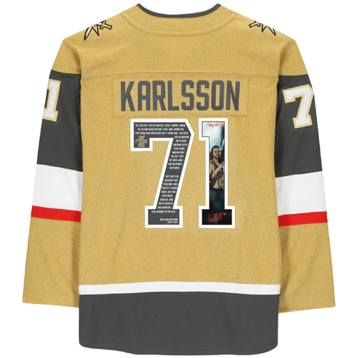 William Karlsson Signed Vegas Golden Knights Gold Stanley Cup Parade Speech Jersey #D/71 COA IGM Autograph