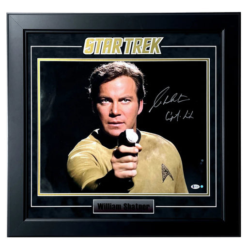 William Shatner Autographed Star Trek Inscribed 16x20 Photo Framed BAS Signed