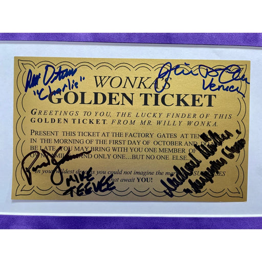 Willy Wonka Kids x4 Cast Autographed Framed Golden Ticket Bar JSA COA Signed Chocolate Factory