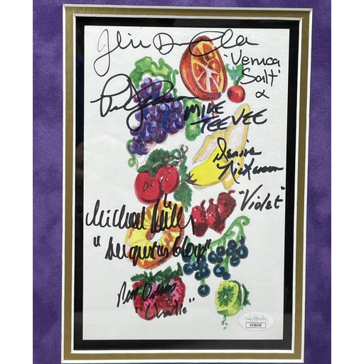 Willy Wonka Kids x5 Signed Wallpaper Framed Gobstopper Bar Collage JSA COA Autograph Cast