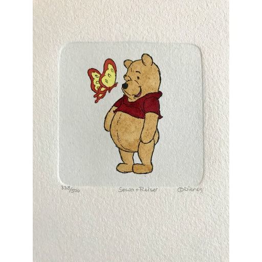 Winnie Pooh Etching Artwork Sowa & Reiser #D/500 Disney Hand Painted Butterfly