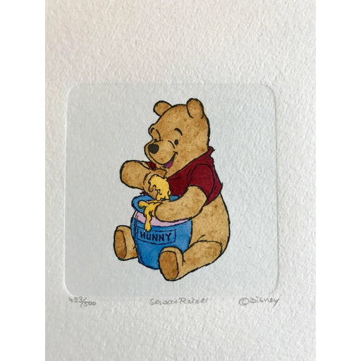 Winnie Pooh Etching Artwork Sowa & Reiser #D/500 Disney Hand Painted Honey Jar