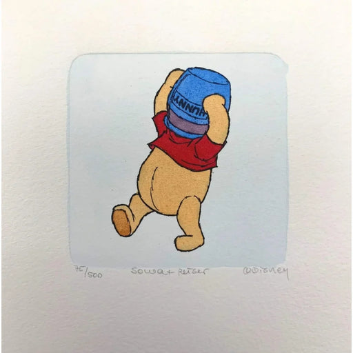 Winnie Pooh Etching Artwork Sowa & Reiser #D/500 Disney Hand Painted with Jar on Head