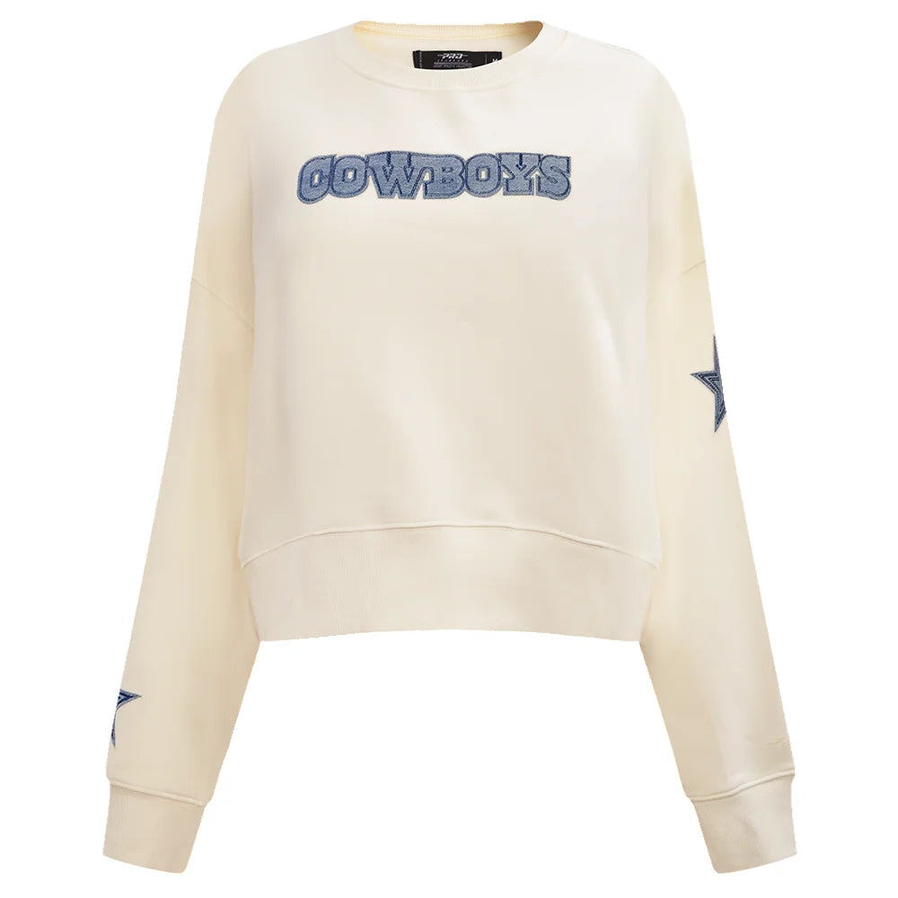 Women’s Pro Standard Dallas Cowboys Varsity Blues Crewneck - Taupe