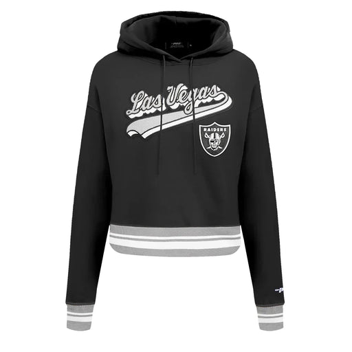 Women’s Pro Standard Las Vegas Raiders Black Script Tail Fleece Cropped Pullover Hoodie