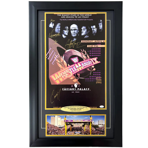 Wrestlemania IX Original Poster Signed Undertaker Paul Bearer Crush Hulk Hogan JSA 9 Autographed