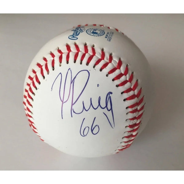 Yasiel Puig Signed Dodgers Baseball Coa Online Authentics