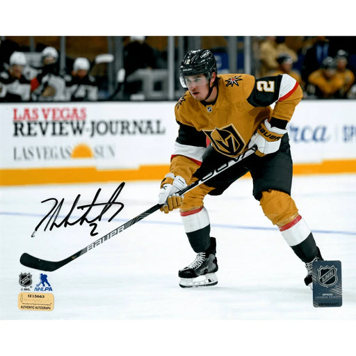 Zach Whitecloud Autographed Vegas Golden Knights 8x10 Photo COA Inscriptagraphs - Gold Jersey