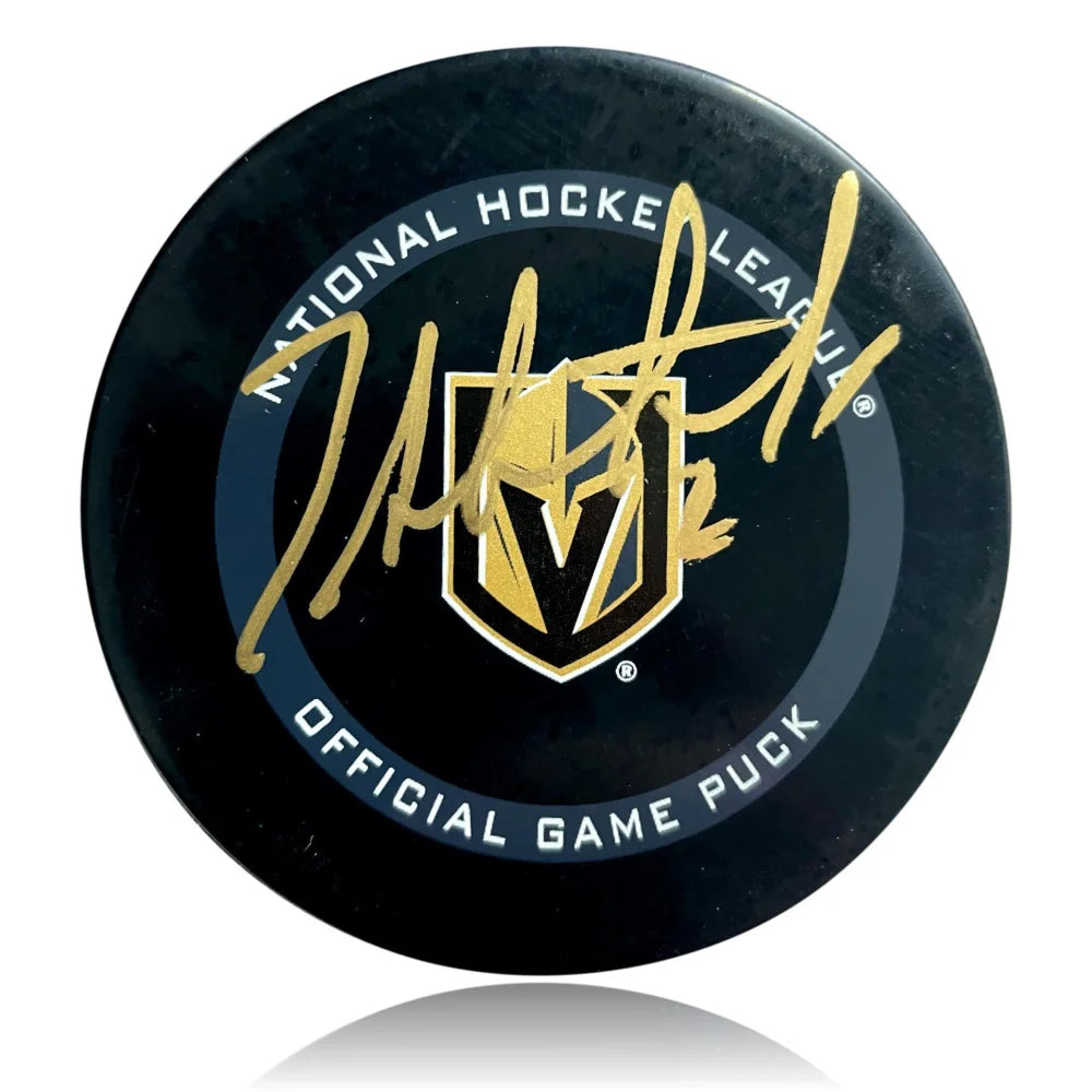 Zach Whitecloud Autographed Vegas Golden Knights Game Puck COA Inscriptagraphs