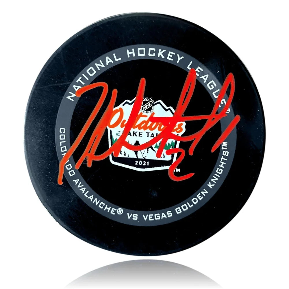 Zach Whitecloud Autographed Vegas Golden Knights Lake Tahoe Outdoors Puck COA