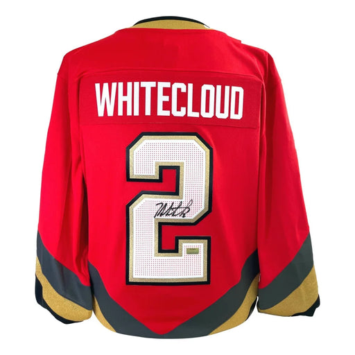 Zach Whitecloud Autographed Vegas Golden Knights Red Retro Reverse Jersey COA Signed Inscriptagraphs