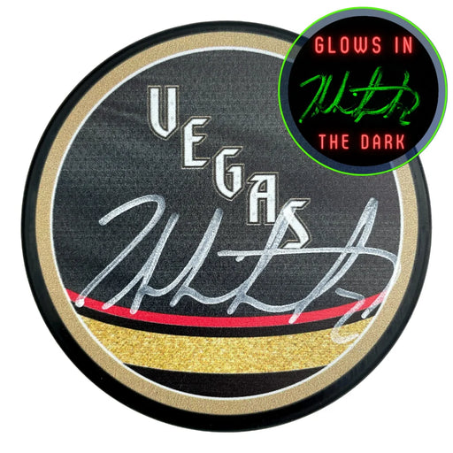 Zach Whitecloud Signed Vegas Golden Knights Retro Glow in the Dark Puck COA IGM