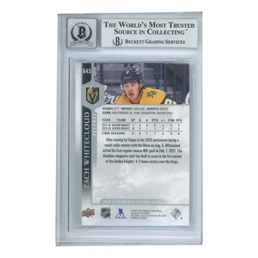 Zach Whitecloud Signed Vegas Golden Knights Upper Deck Beckett 10 Slabbed Card Autographed