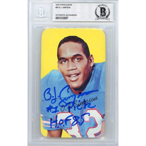 1970 Topps Super O.J. Simpson Signed Rookie Card #24 Inscribed #1 Pick BAS RC