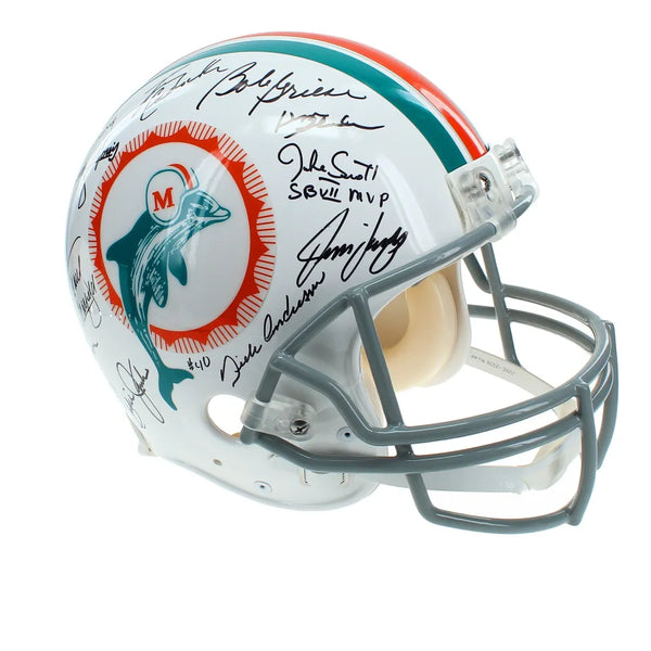 1972 Miami Dolphins Undefeated Team Signed Helmet COA JSA Griese