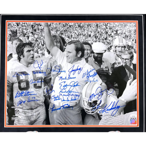 1972 Undefeated Miami Dolphins Team Autographed 16x20 Photo Framed JSA 21 Signed