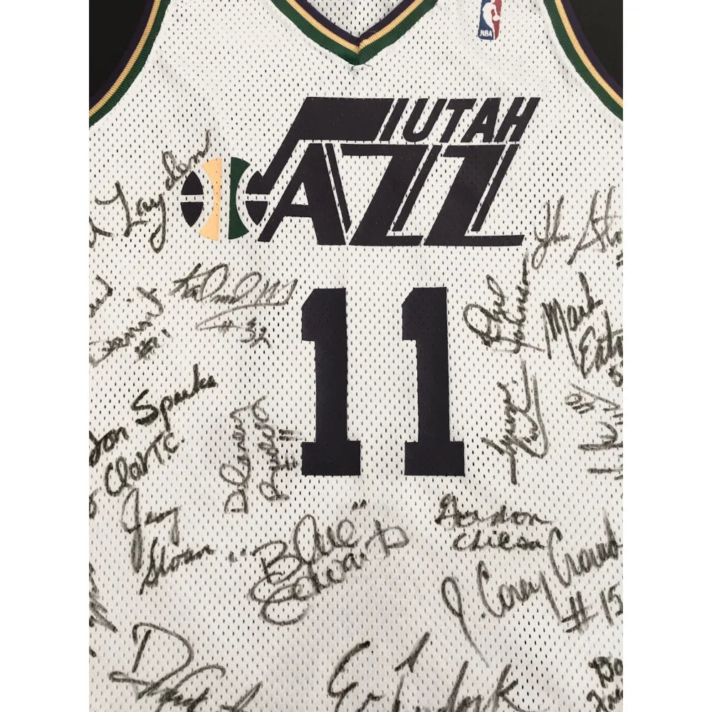 Framed Karl Malone Utah Jazz Autographed Navy Mitchell & Ness 1992