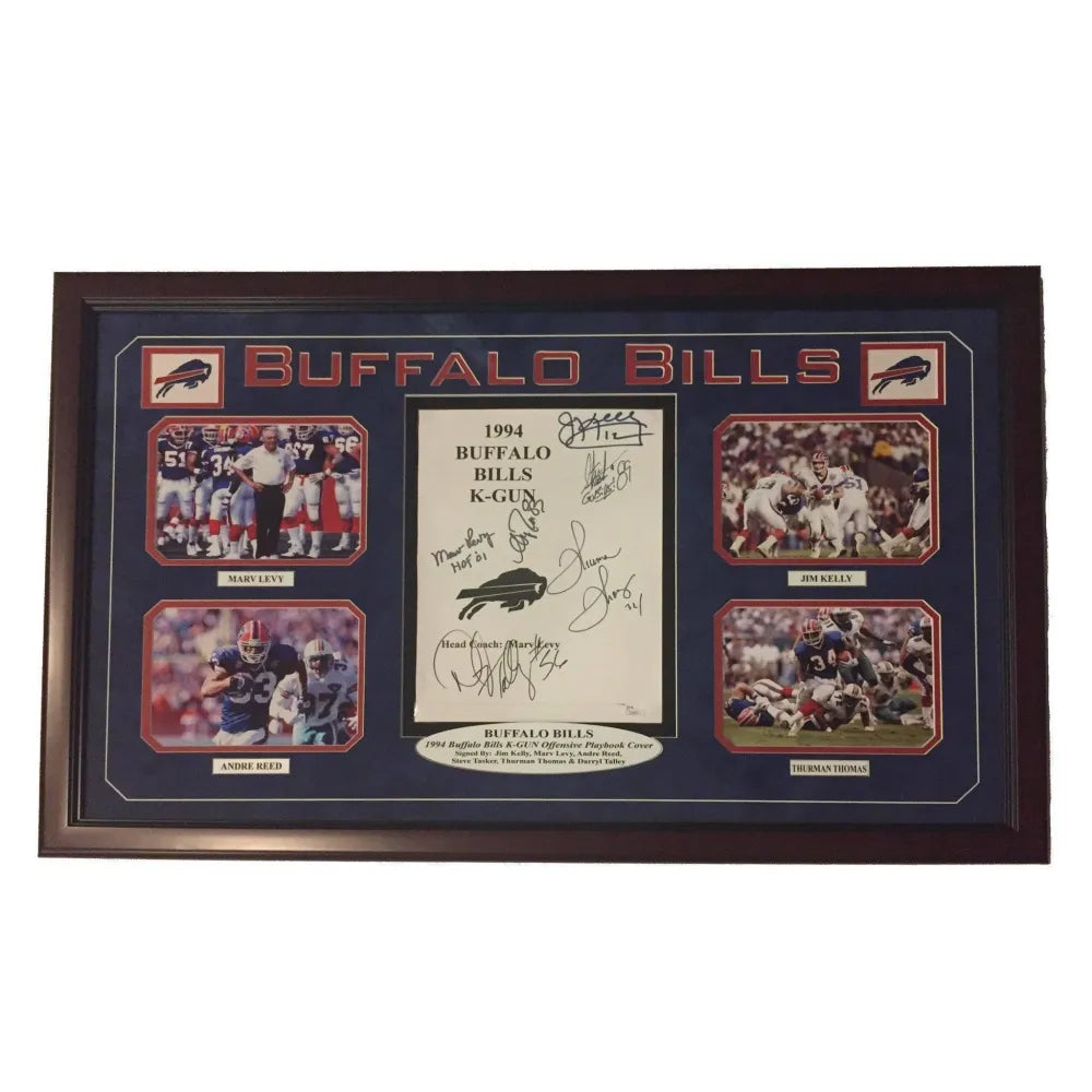 1994 Buffalo Bills Playbook Frame Signed By: Jim Kelly Thurman Thomas Andre Reed