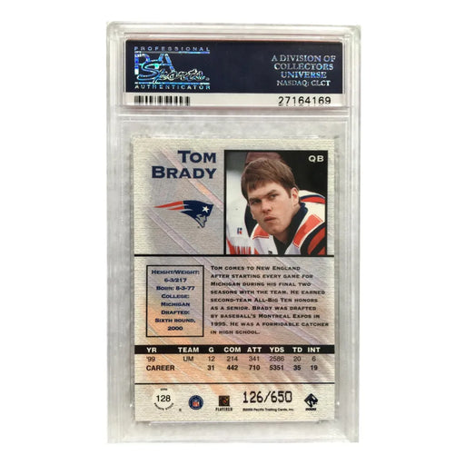 2000 Pacific Private Stock Tom Brady Rookie Card #D/650 Retail PSA 10 RC #128