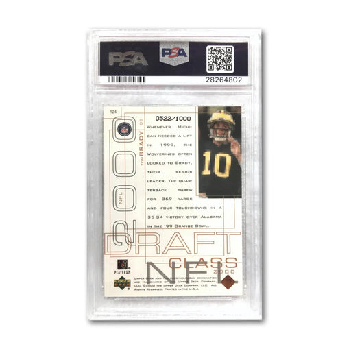 2000 Upper Deck Pros & Prospects Tom Brady #D/1000 PSA 10 Rookie Card #124 RC UD