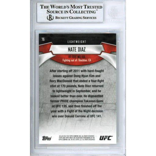 2012 Topps Finest UFC Nate Diaz Signed Trading Card BAS Encapsulated Autograph